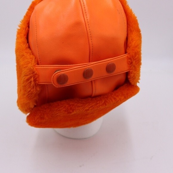Vintage YR Bright Orange Hunting Visible Florescent Orange Trapper Hat LG - Picture 4 of 9